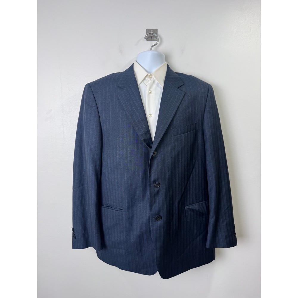 J. Press Men Navy Pinstripe Vitale Barberis Canonico Wool Sport Coat 44R